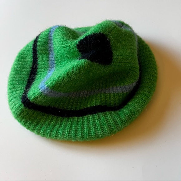 GANNI WOMENS MERINO WOOL AND ALPACA BERET KELLY GREEN NWOT - Picture 12 of 16
